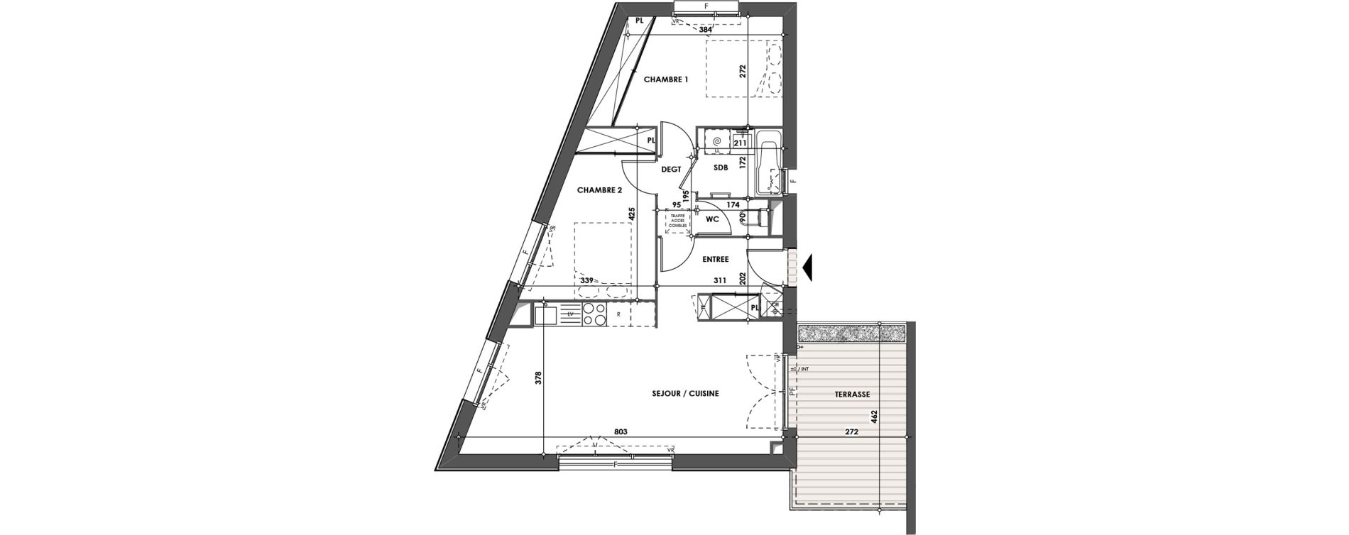 Appartement T3 de 62,20 m2 &agrave; Toulouse Les pradettes
