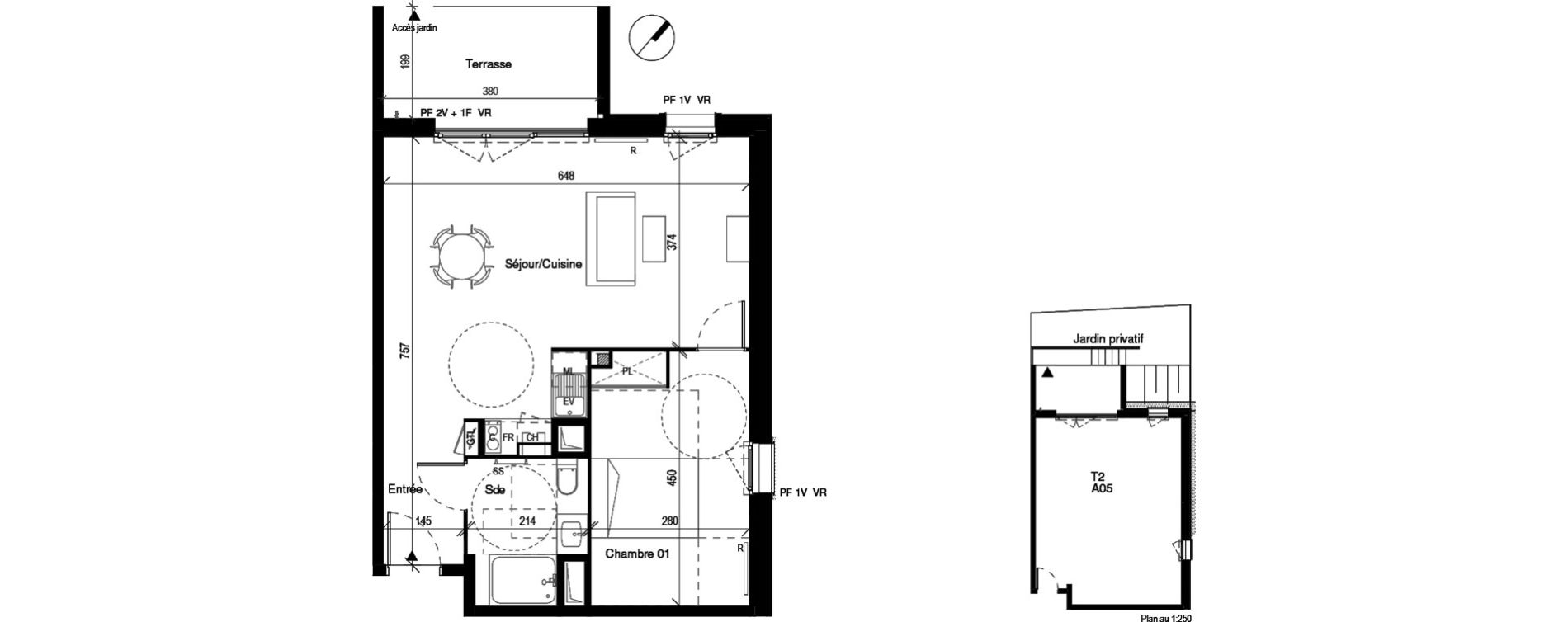 Appartement T2 de 50,58 m2 &agrave; Toulouse Montaudran