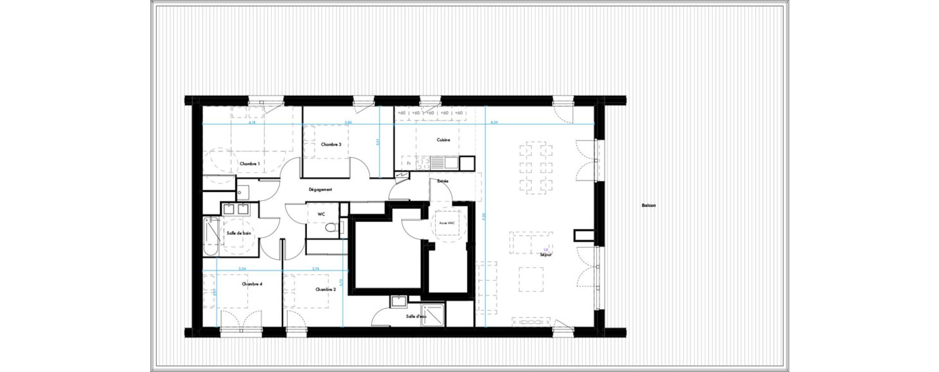 Appartement T5 de 126,14 m2 &agrave; Toulouse Pech david