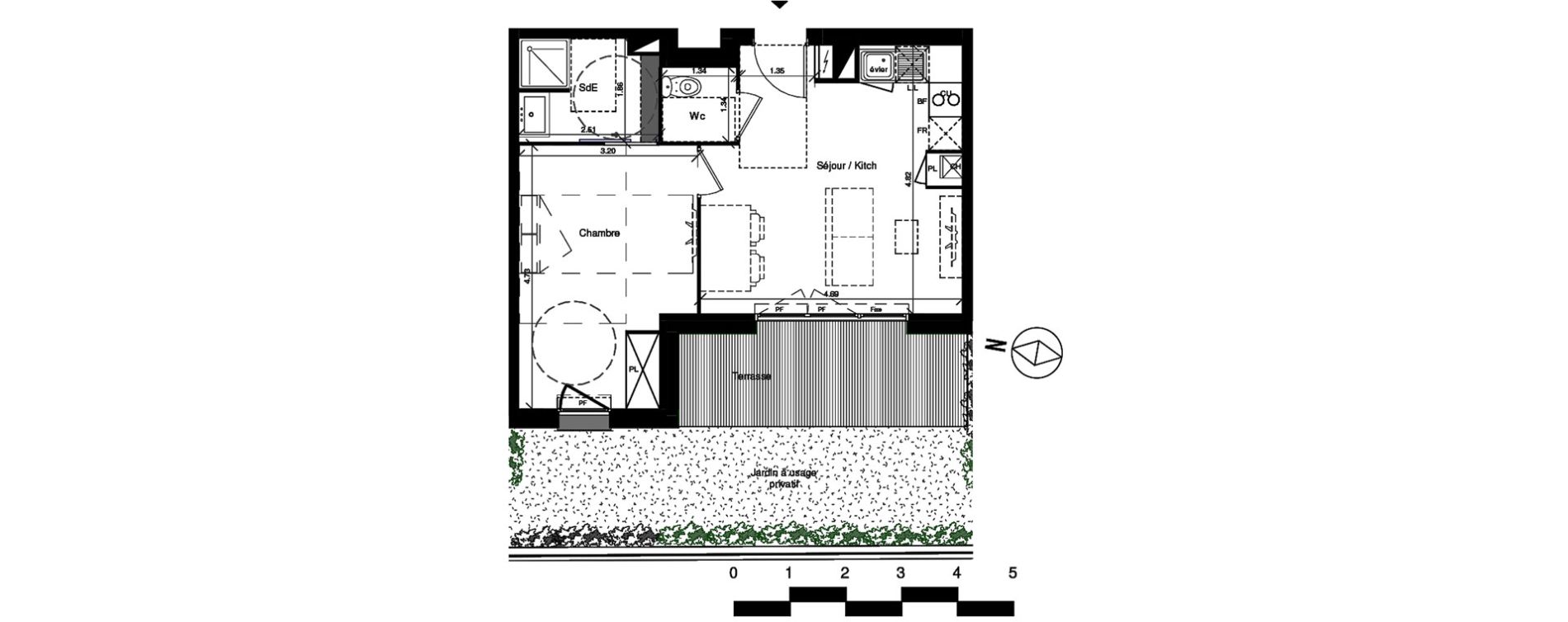 Appartement T2 de 41,30 m2 &agrave; Toulouse Croix benite