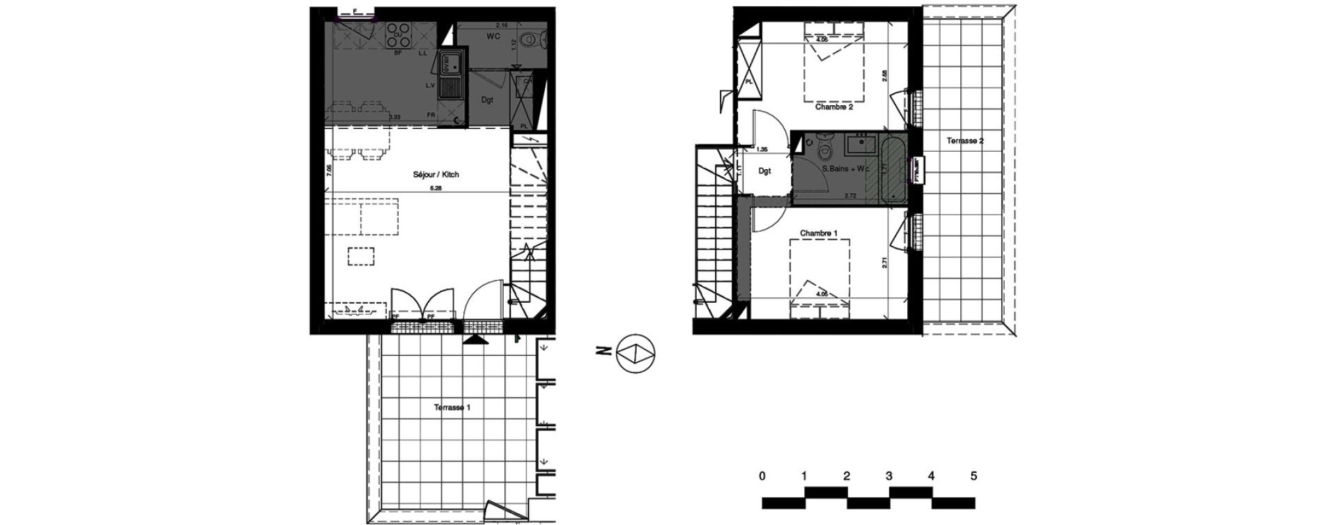 Duplex T3 de 59,70 m2 &agrave; Toulouse Croix benite