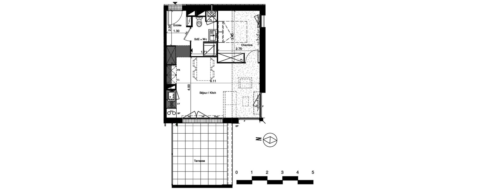 Appartement T2 de 41,40 m2 &agrave; Toulouse Croix benite