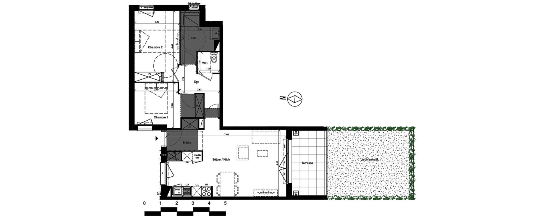 Appartement T3 de 65,60 m2 &agrave; Toulouse Croix benite