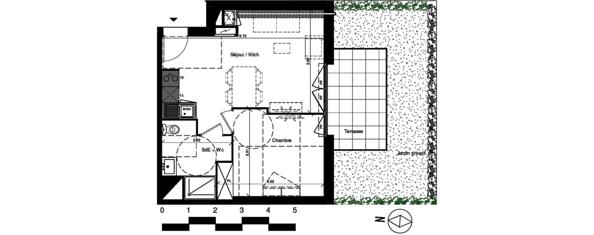 Appartement T2 de 39,50 m2 &agrave; Toulouse Croix benite