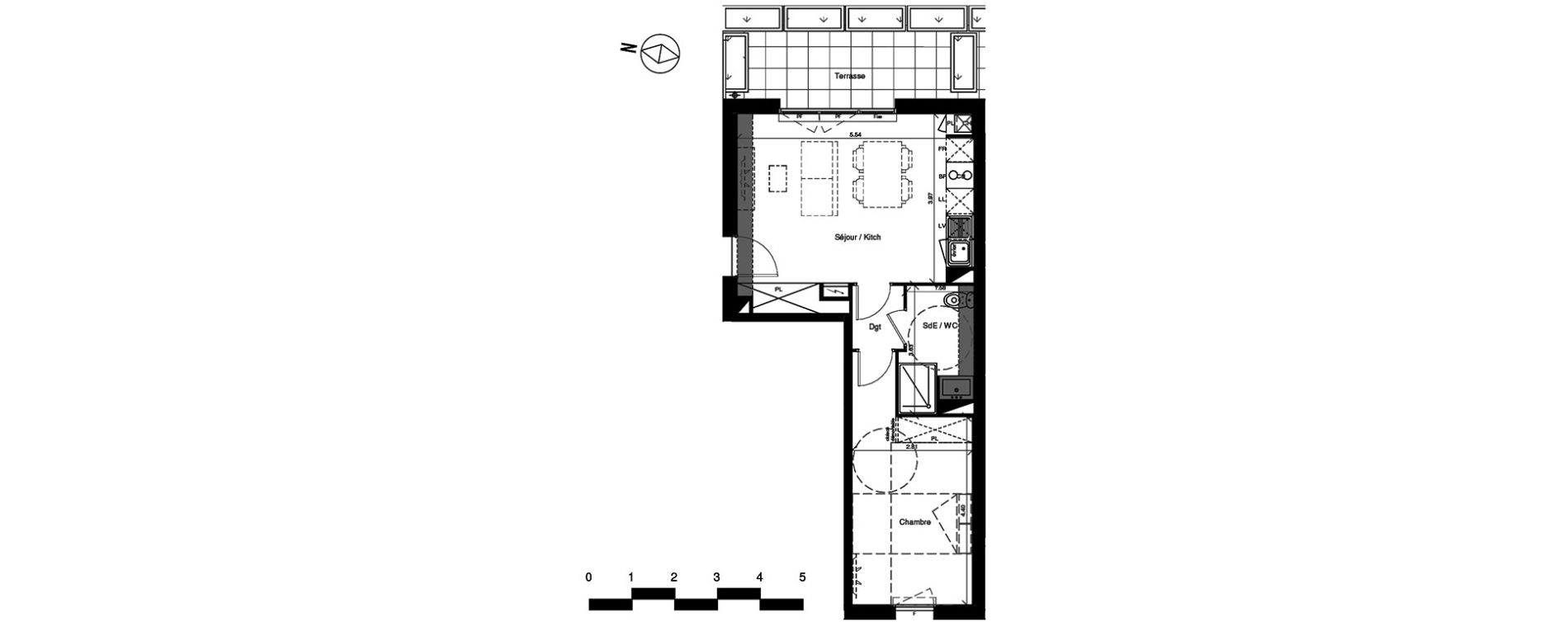 Appartement T2 de 43,70 m2 &agrave; Toulouse Croix benite