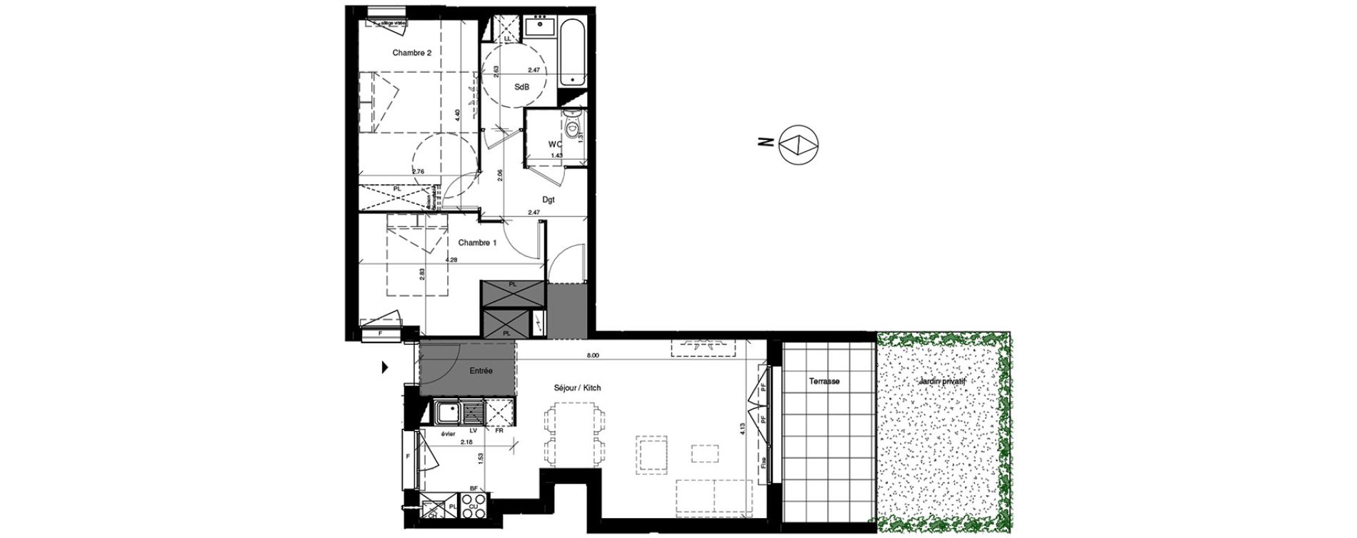 Appartement T3 de 67,40 m2 &agrave; Toulouse Croix benite