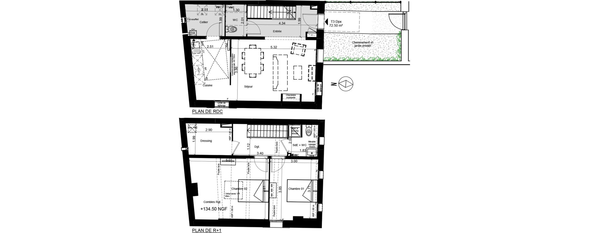 Duplex T3 de 72,50 m2 &agrave; Toulouse Croix benite