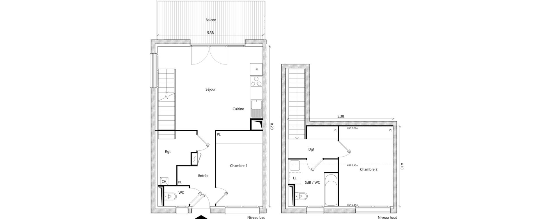 Appartement T3 de 60,62 m2 &agrave; Toulouse Sesqui&egrave;res