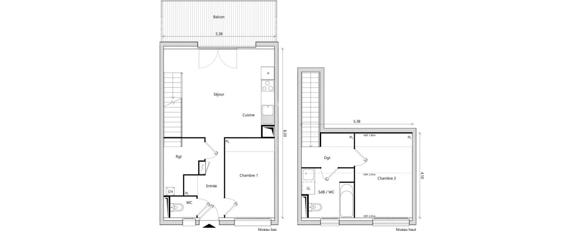 Appartement T3 de 60,61 m2 &agrave; Toulouse Sesqui&egrave;res