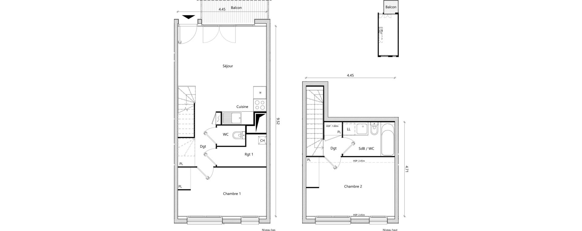 Appartement T3 de 57,17 m2 &agrave; Toulouse Sesqui&egrave;res