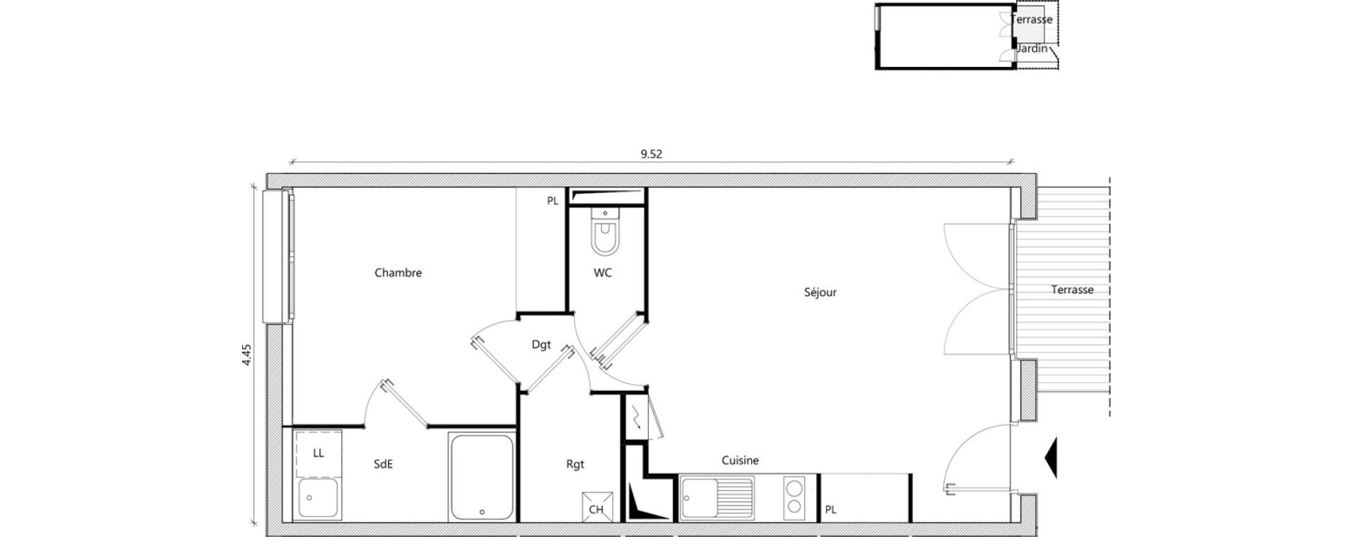 Appartement T2 de 40,47 m2 &agrave; Toulouse Sesqui&egrave;res