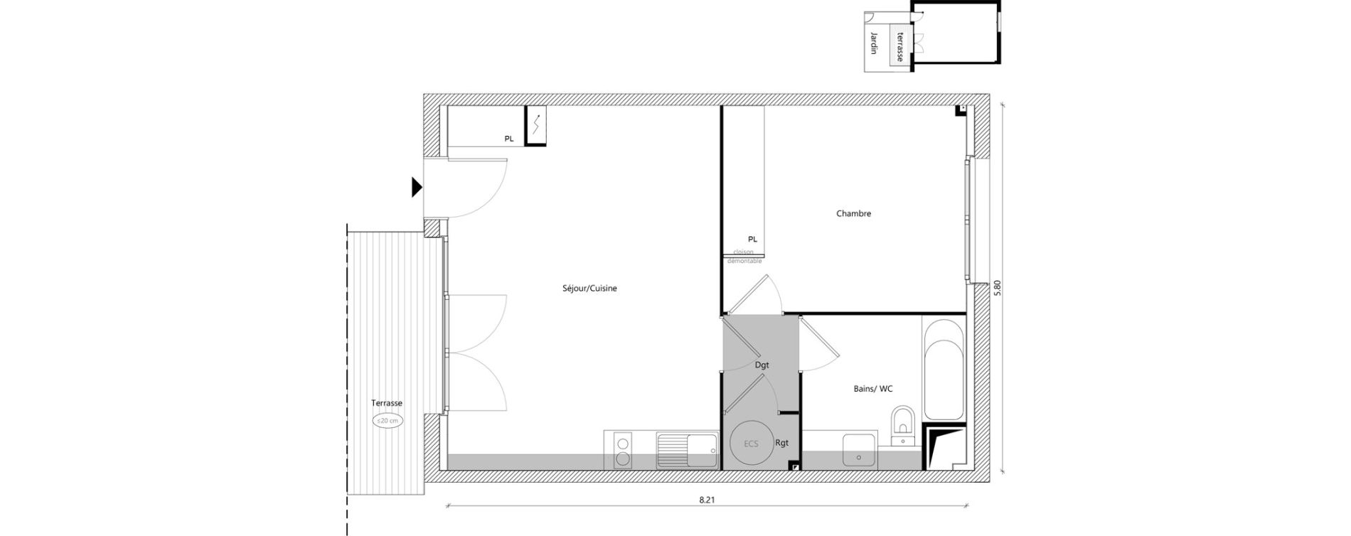 Appartement T2 de 46,04 m2 &agrave; Toulouse Sesqui&egrave;res