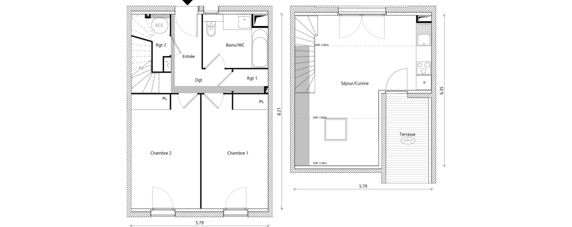 Appartement T3 de 63,35 m2 &agrave; Toulouse Sesqui&egrave;res