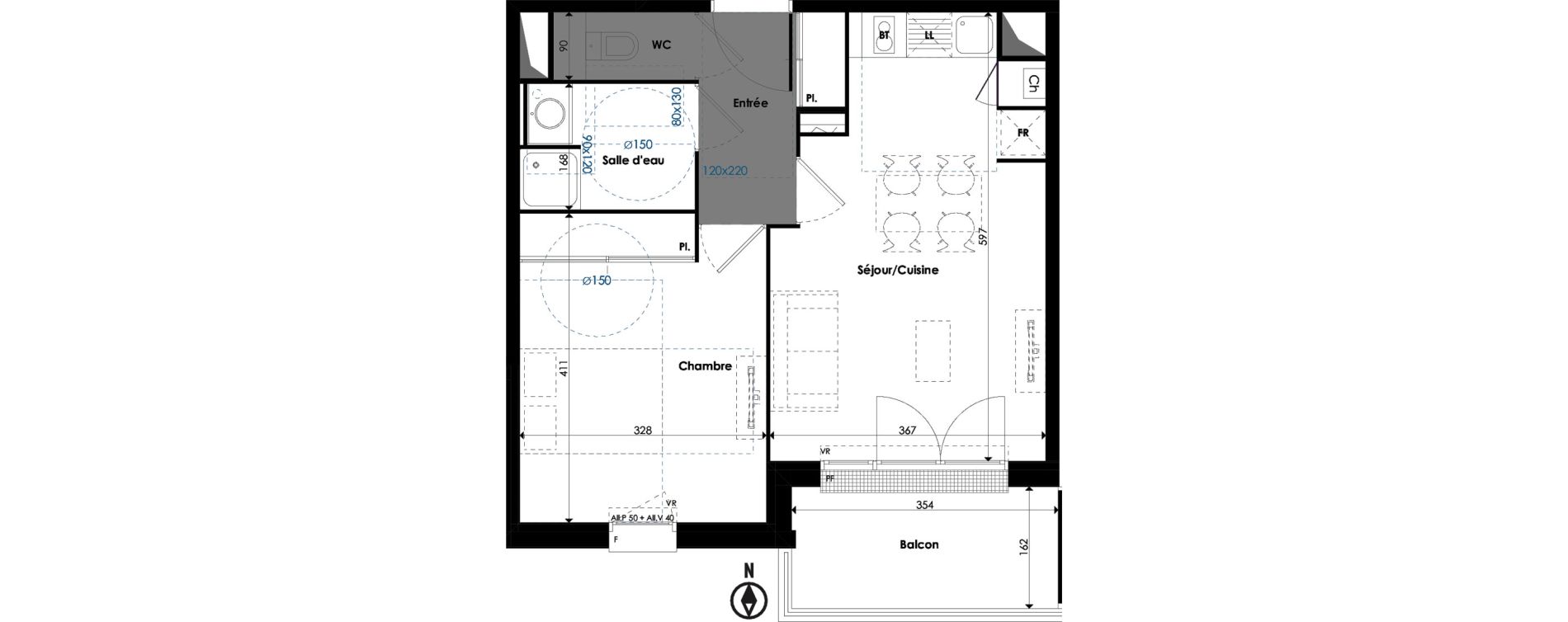 Appartement T2 de 42,53 m2 &agrave; Toulouse Lalande