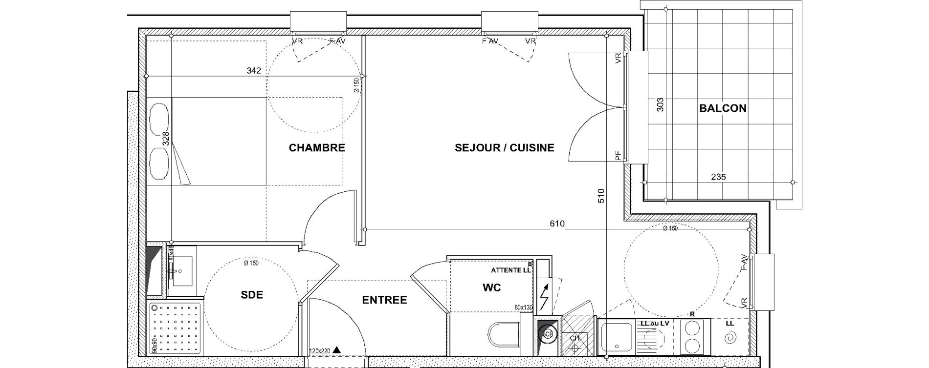 Appartement T2 de 41,40 m2 &agrave; Toulouse Jolimont