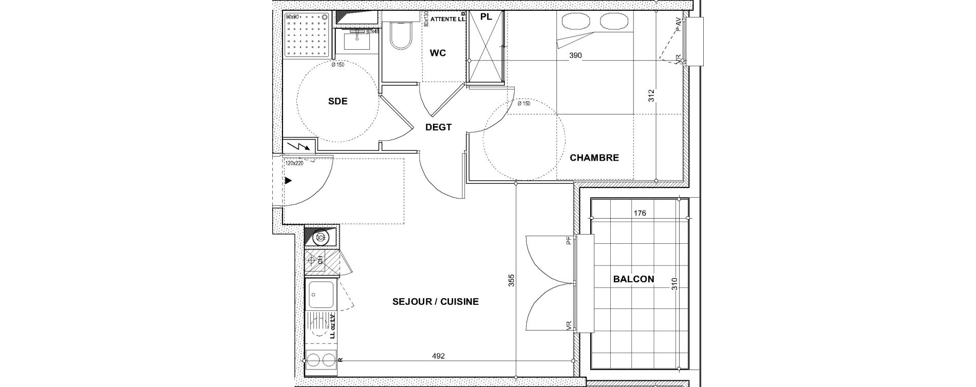 Appartement T2 de 39,40 m2 &agrave; Toulouse Jolimont