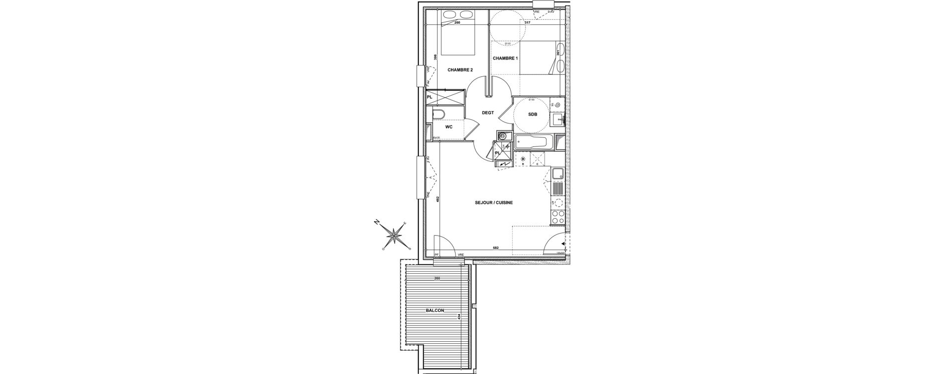 Appartement T3 de 58,20 m2 &agrave; Toulouse Jolimont