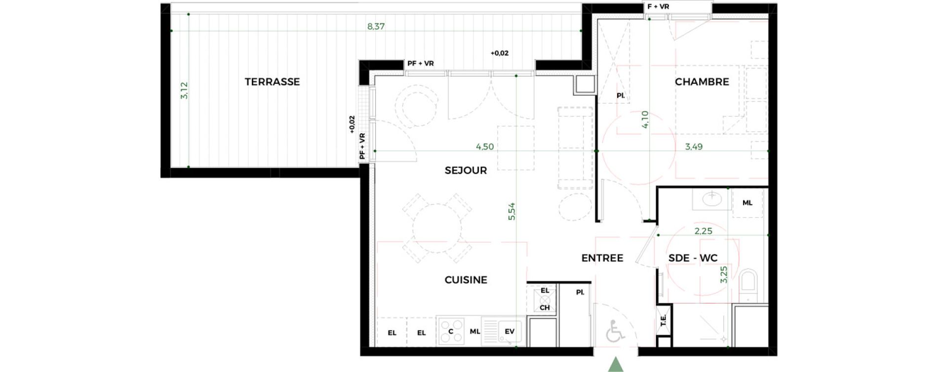 Appartement T2 de 46,45 m2 &agrave; Toulouse Saint-martin-du-touch