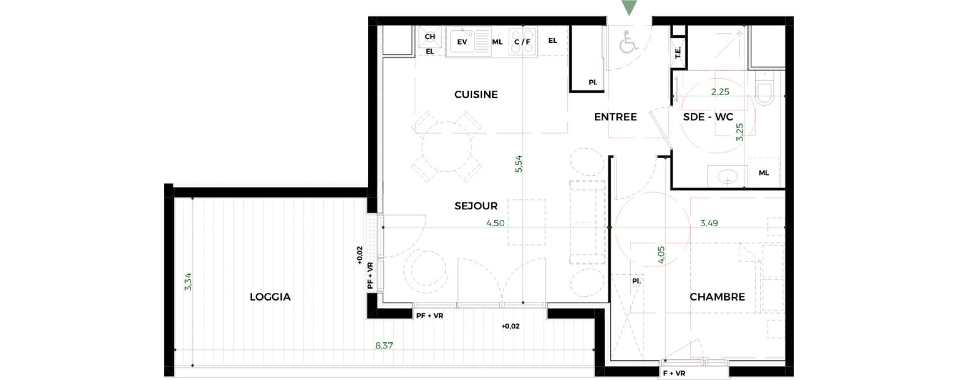 Appartement T2 de 46,66 m2 &agrave; Toulouse Saint-martin-du-touch