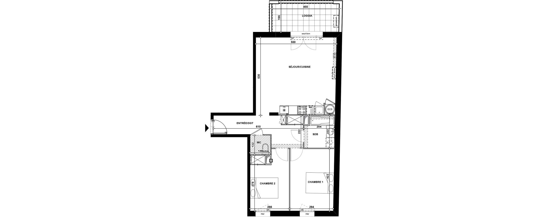 Appartement T3 de 67,40 m2 &agrave; Toulouse Argoulets