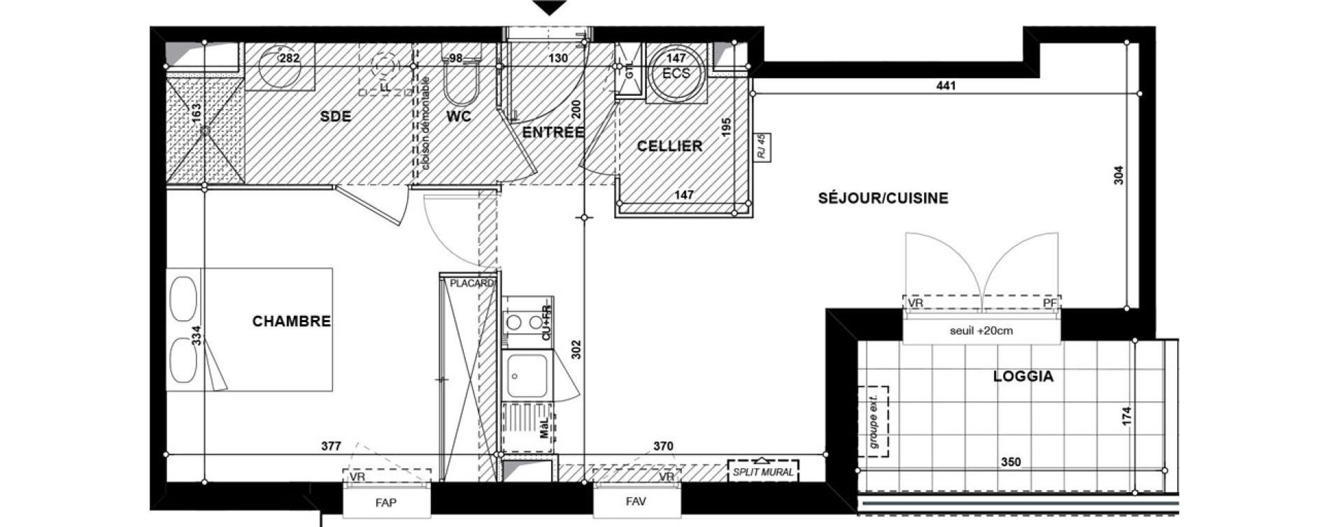 Appartement T2 de 45,70 m2 &agrave; Toulouse Argoulets