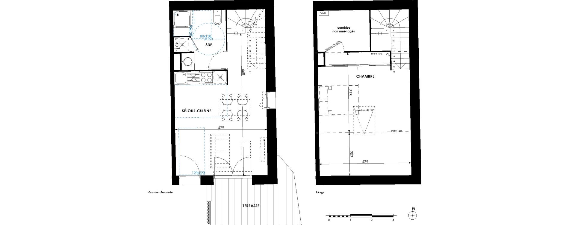 Duplex T2 de 45,16 m2 &agrave; Toulouse Croix benite