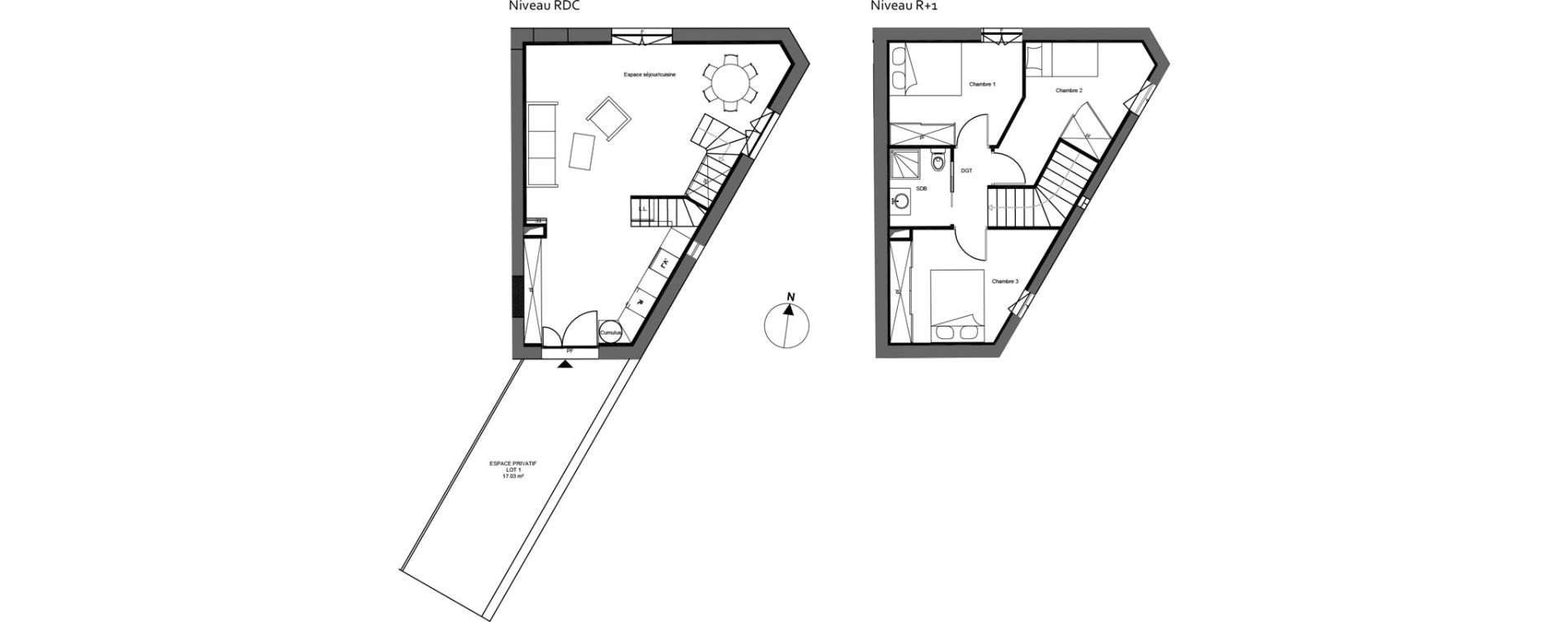 Duplex T4 de 71,78 m2 &agrave; Toulouse Ramelet moundi