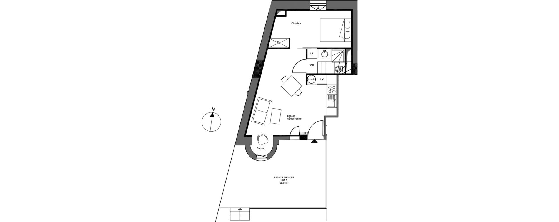 Appartement T2 de 37,25 m2 &agrave; Toulouse Ramelet moundi