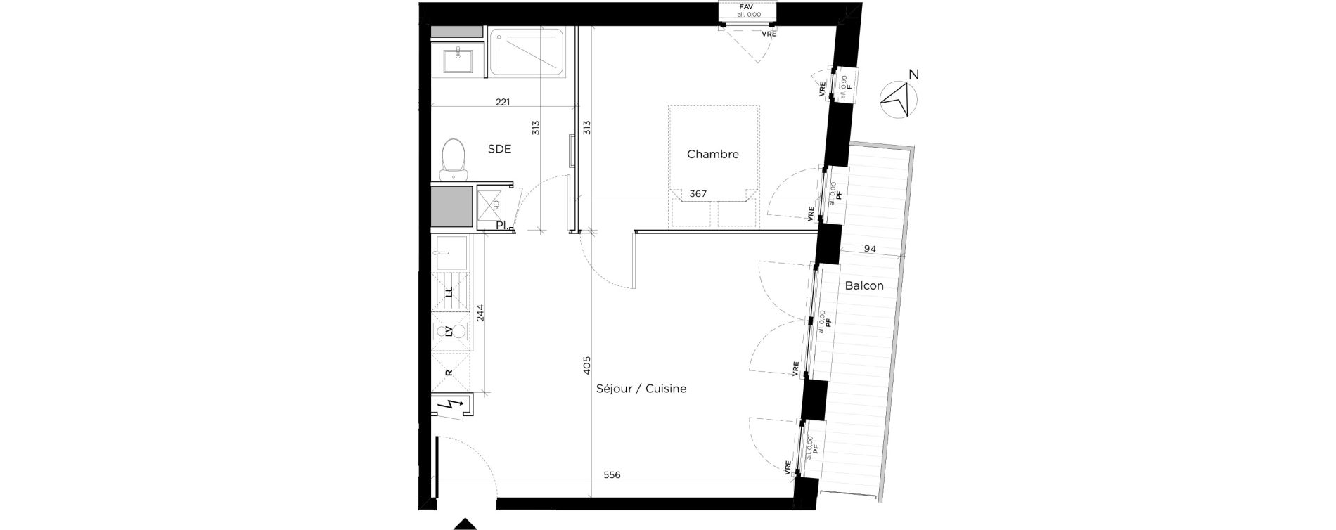 Appartement T2 de 41,00 m2 &agrave; Toulouse Saint-simon
