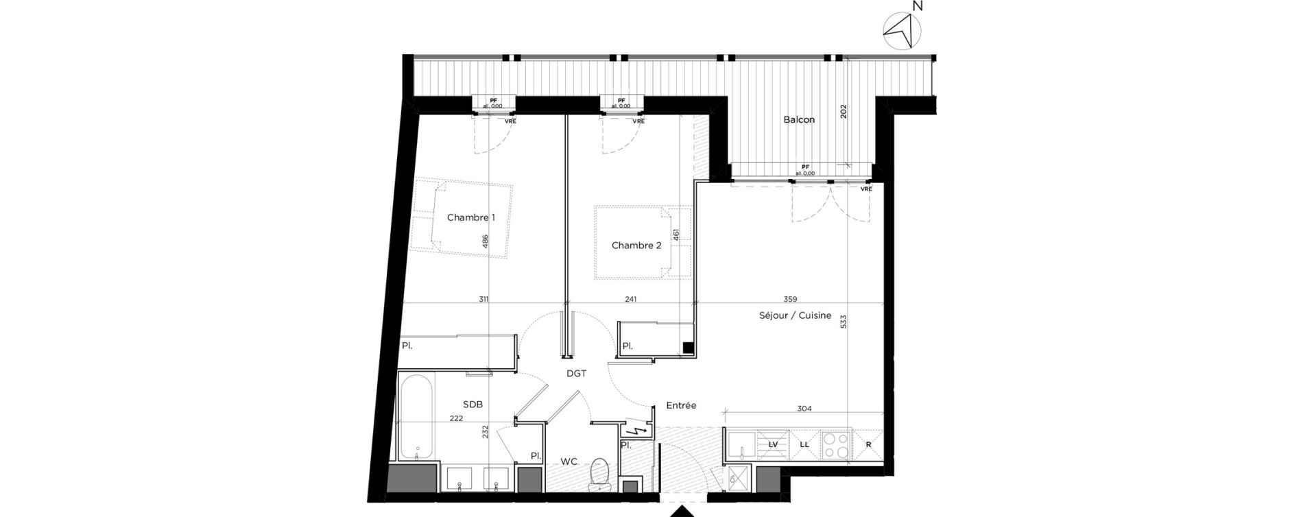 Appartement T3 de 58,00 m2 &agrave; Toulouse Saint-simon