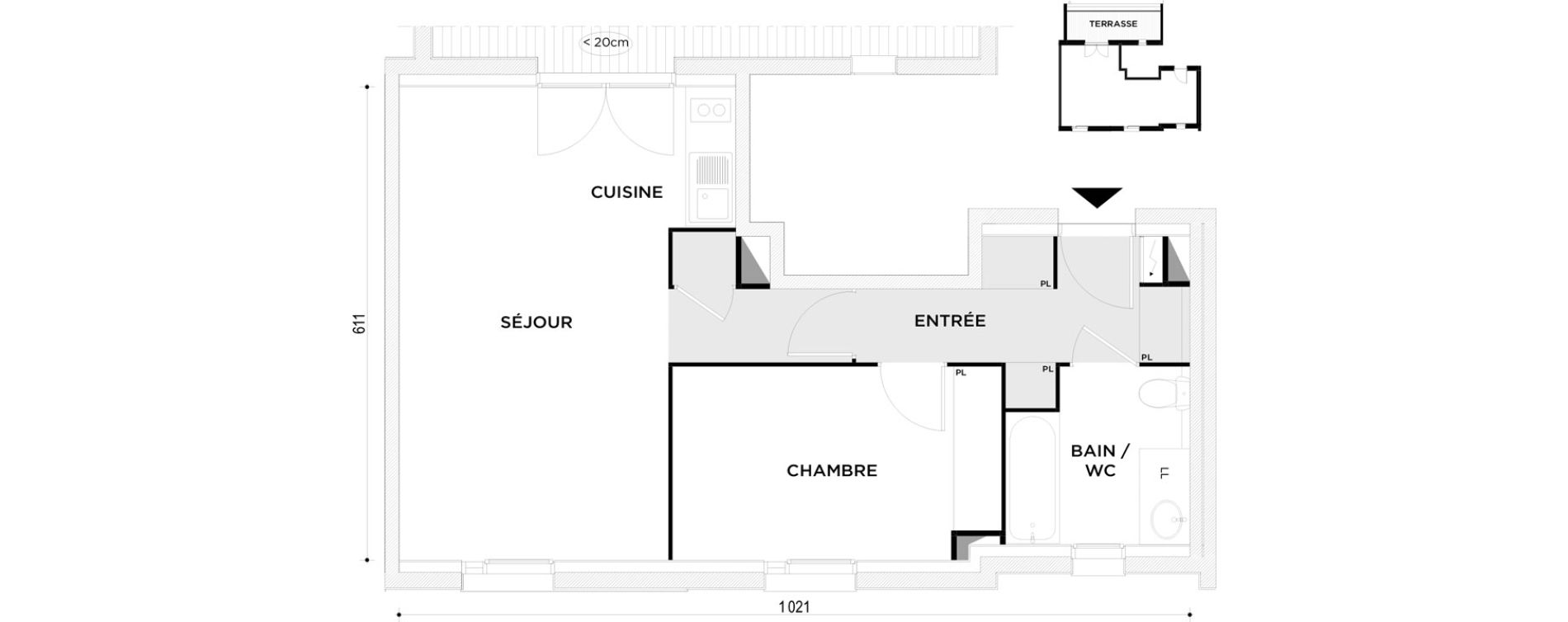 Appartement T2 de 46,98 m2 &agrave; Toulouse Saint-martin-du-touch