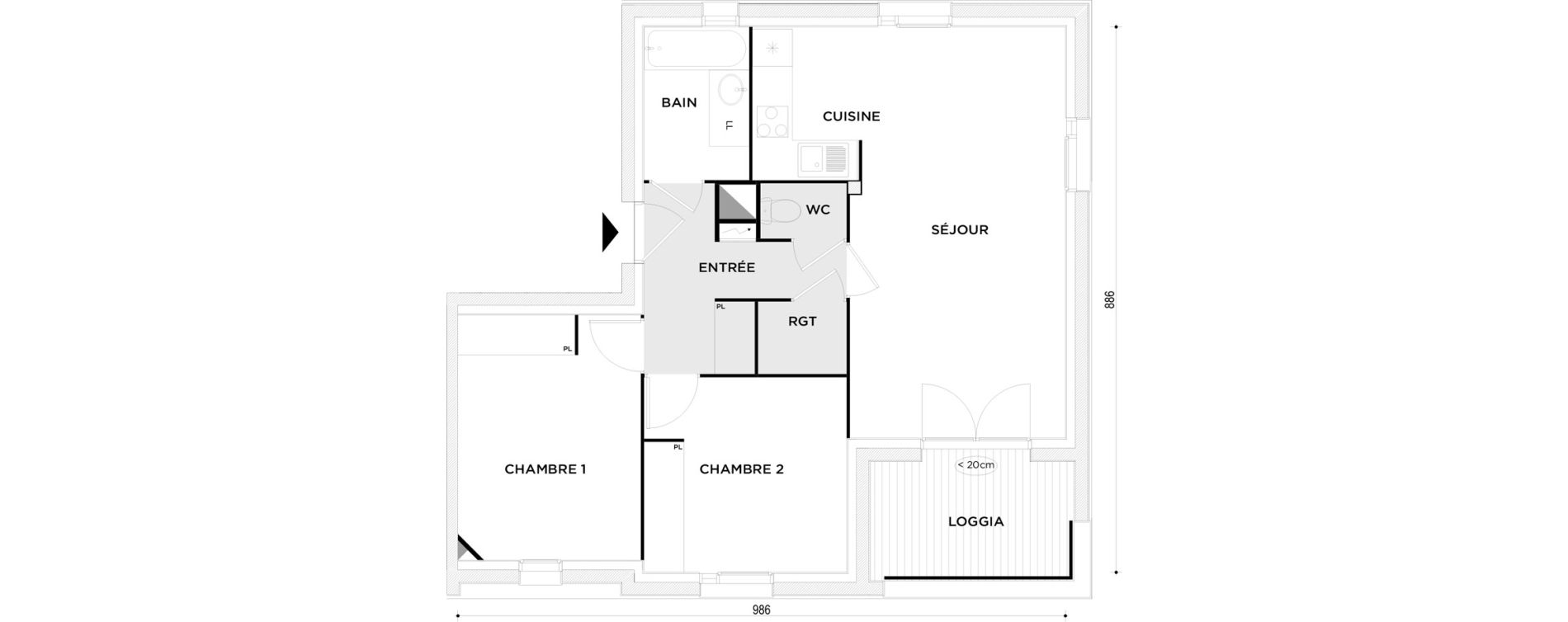 Appartement T3 de 62,87 m2 &agrave; Toulouse Saint-martin-du-touch