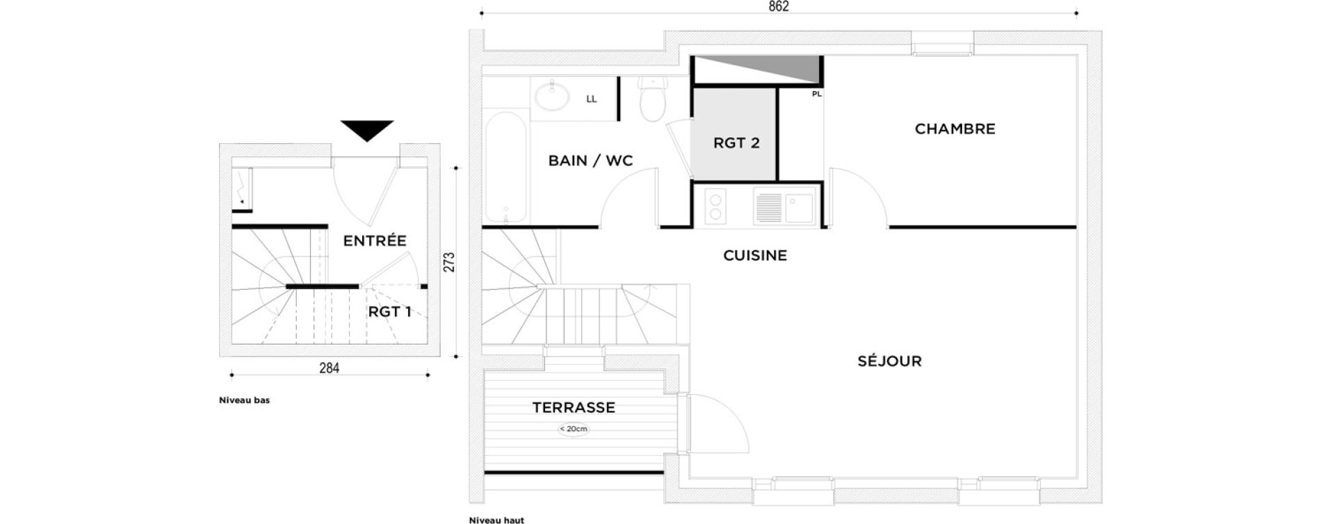 Appartement T2 de 45,07 m2 &agrave; Toulouse Saint-martin-du-touch