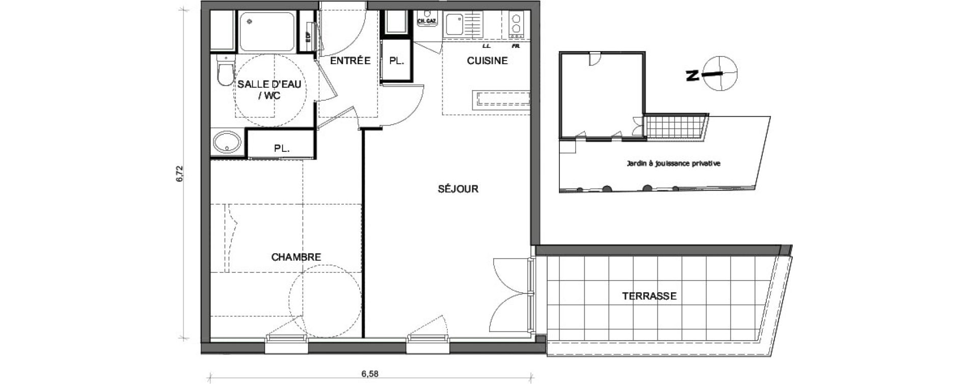 Appartement T2 de 42,19 m2 &agrave; Toulouse Lalande