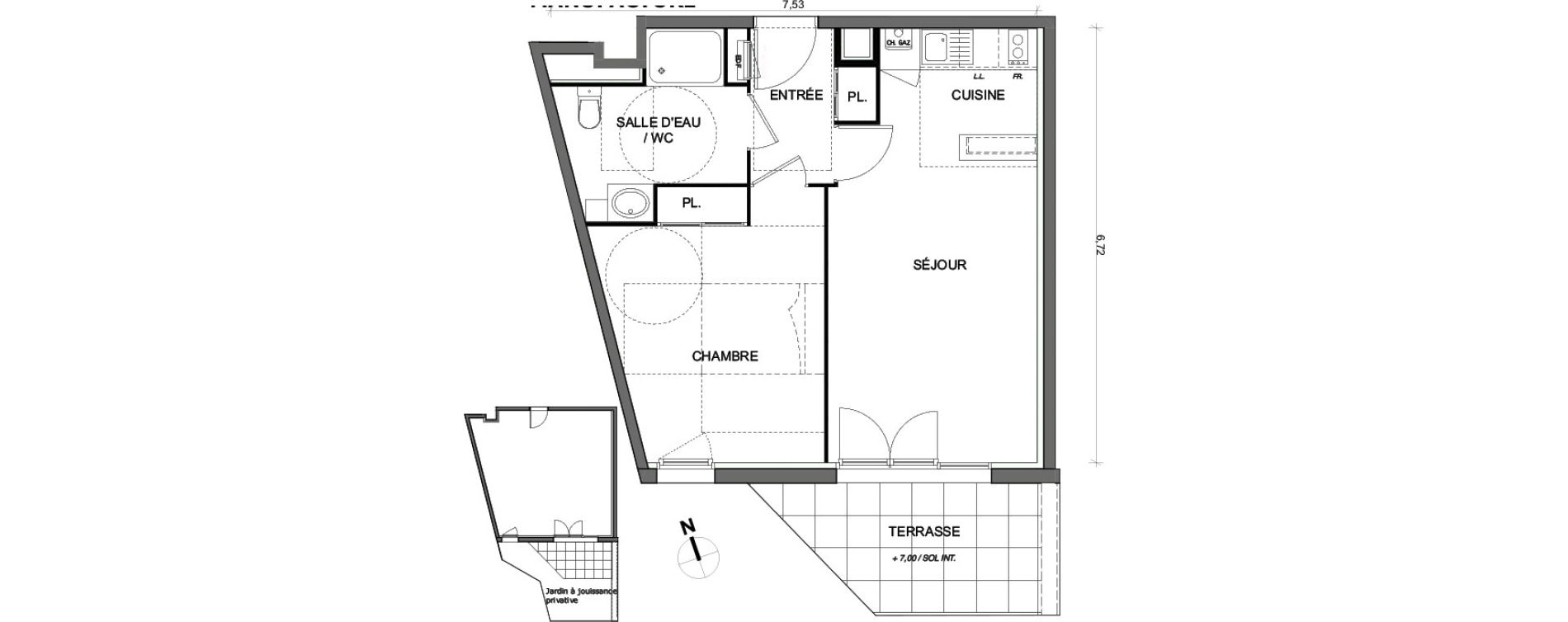 Appartement T2 de 43,39 m2 &agrave; Toulouse Lalande