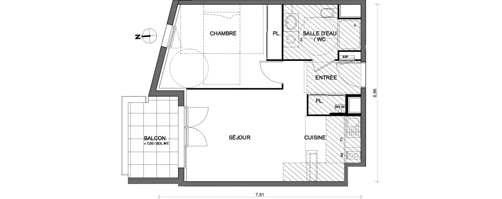 Appartement T2 de 45,73 m2 &agrave; Toulouse Lalande