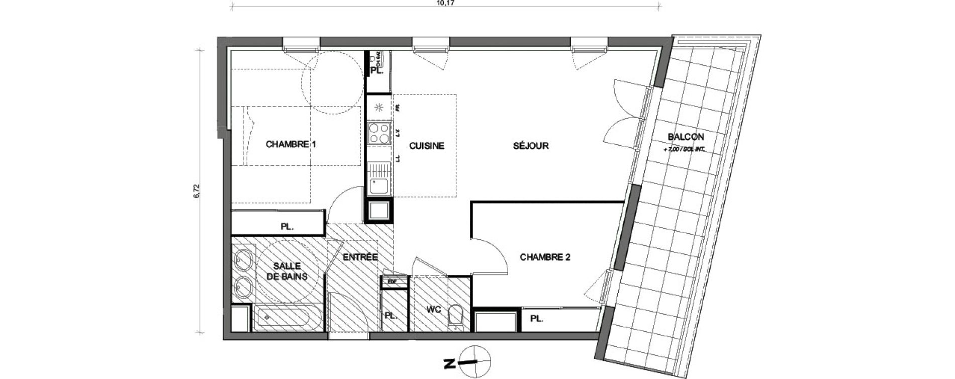 Appartement T3 de 60,46 m2 &agrave; Toulouse Lalande