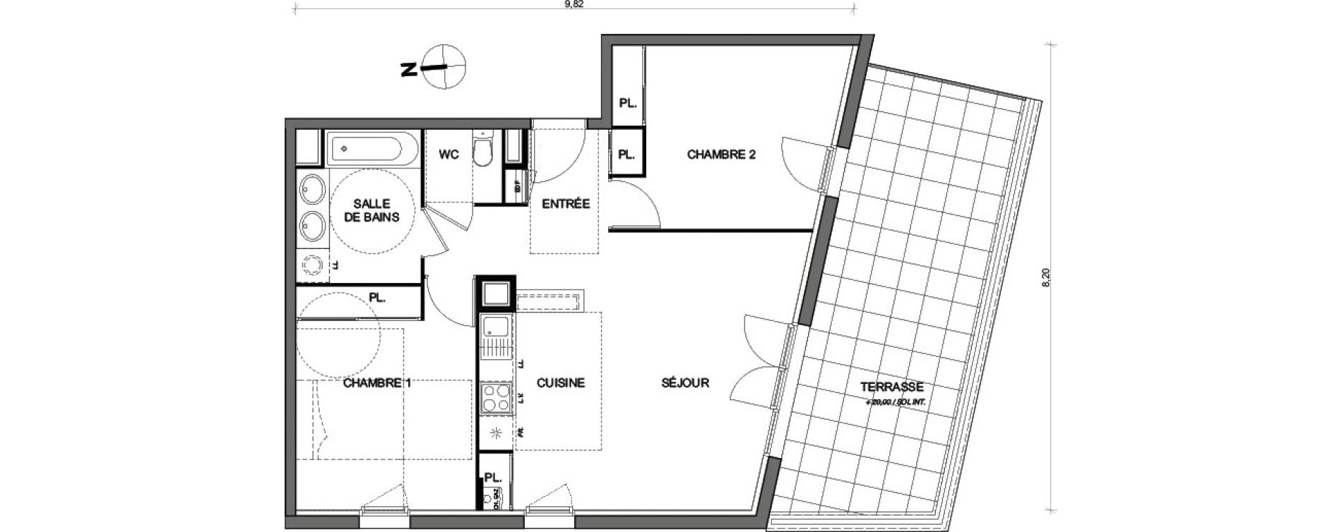 Appartement T3 de 62,30 m2 &agrave; Toulouse Lalande