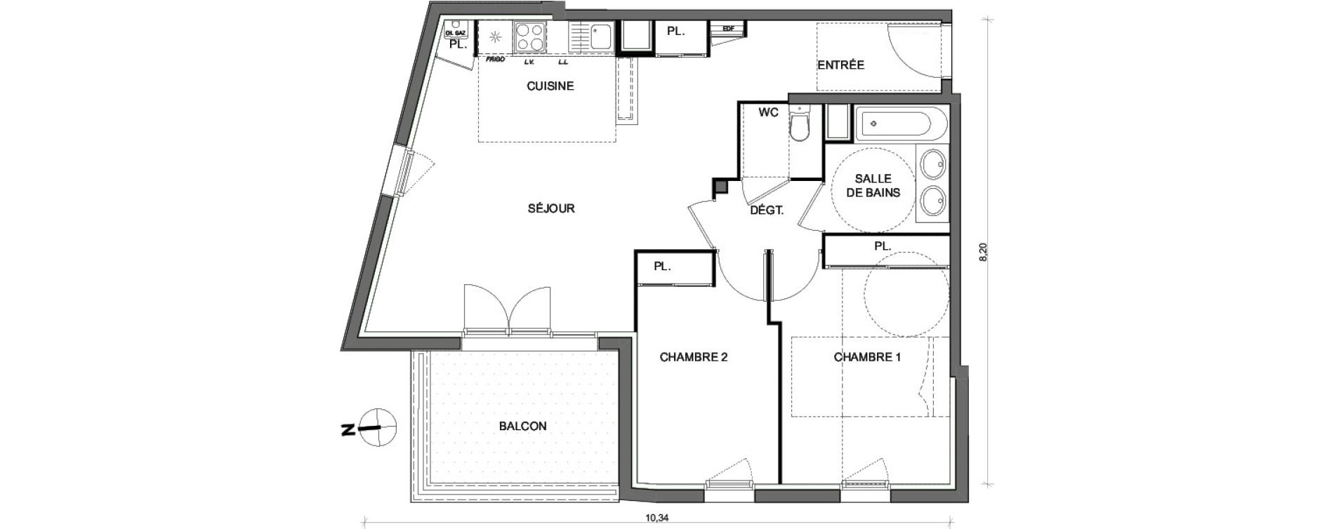 Appartement T3 de 64,89 m2 &agrave; Toulouse Lalande