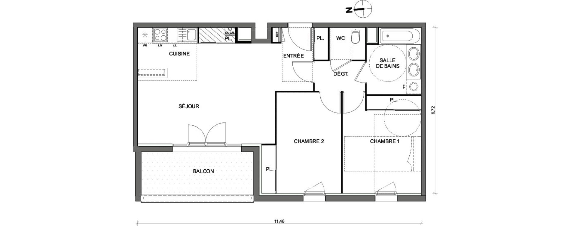 Appartement T3 de 64,03 m2 &agrave; Toulouse Lalande