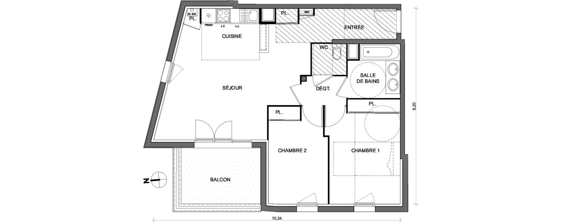 Appartement T3 de 64,89 m2 &agrave; Toulouse Lalande