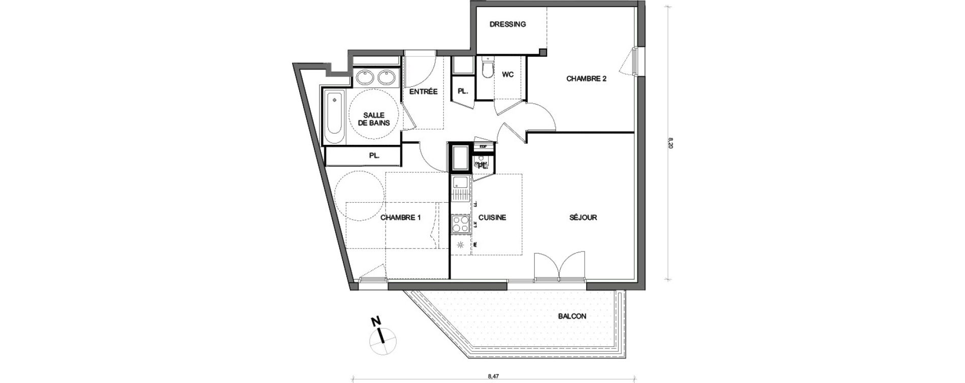 Appartement T3 de 64,20 m2 &agrave; Toulouse Lalande