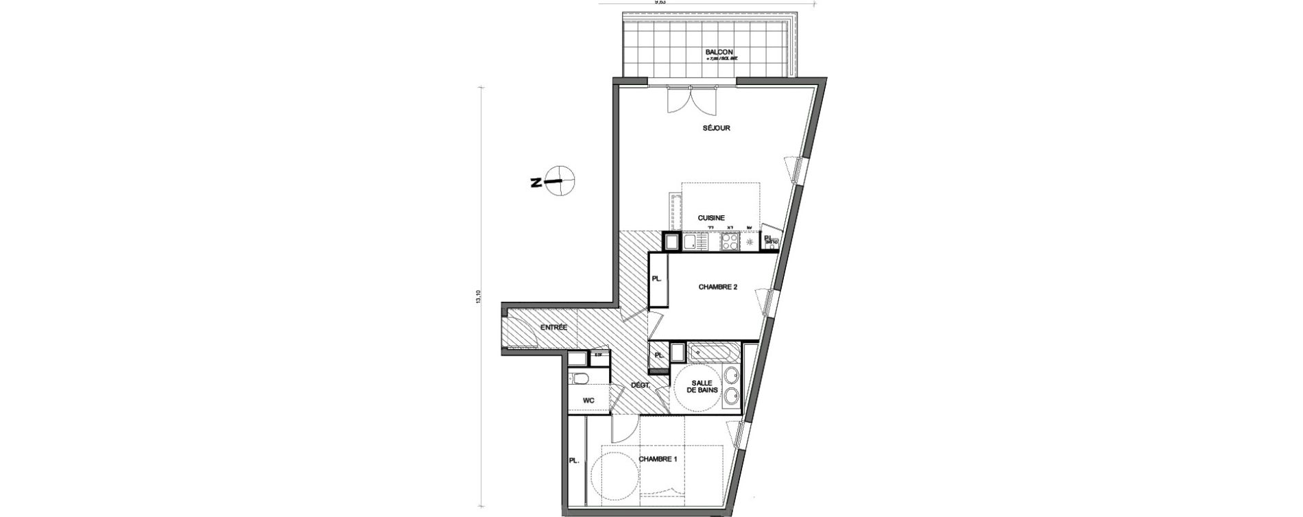 Appartement T3 de 70,18 m2 &agrave; Toulouse Lalande
