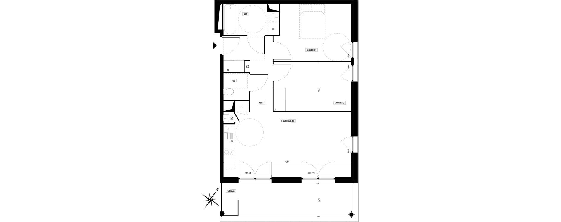 Appartement T3 de 62,50 m2 &agrave; Toulouse Argoulets