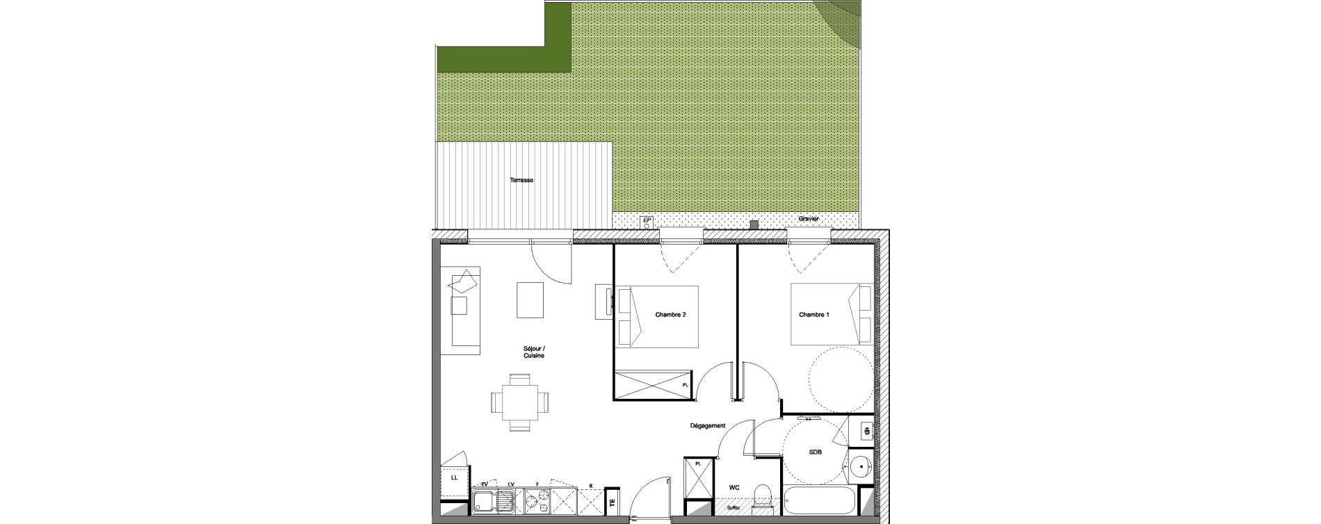 Appartement T3 de 59,57 m2 &agrave; Toulouse Croix daurade
