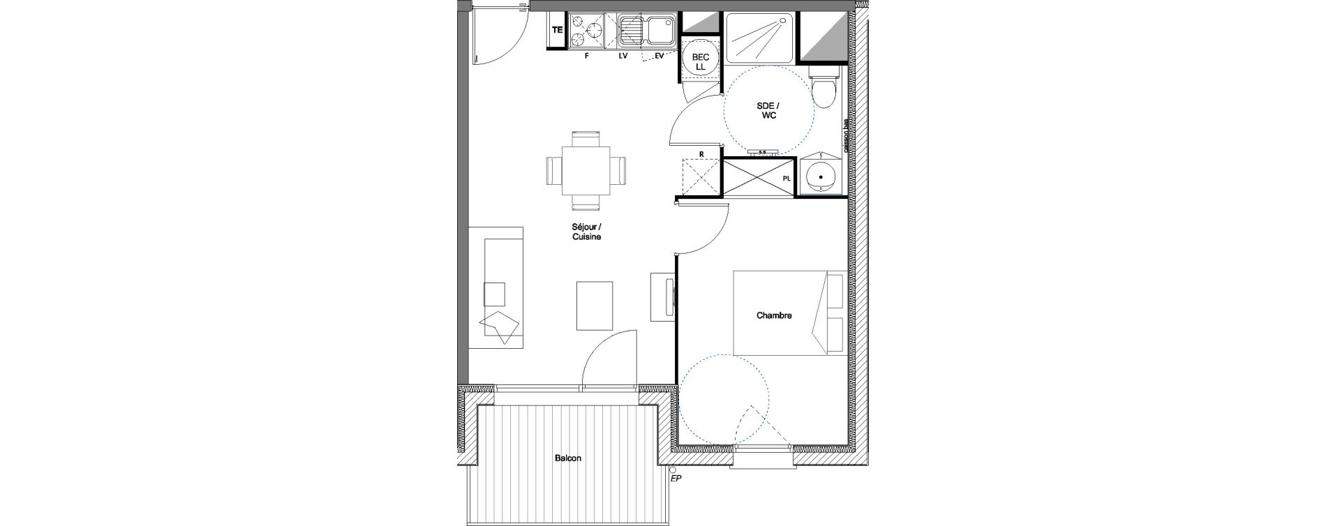 Appartement T2 de 40,07 m2 &agrave; Toulouse Croix daurade