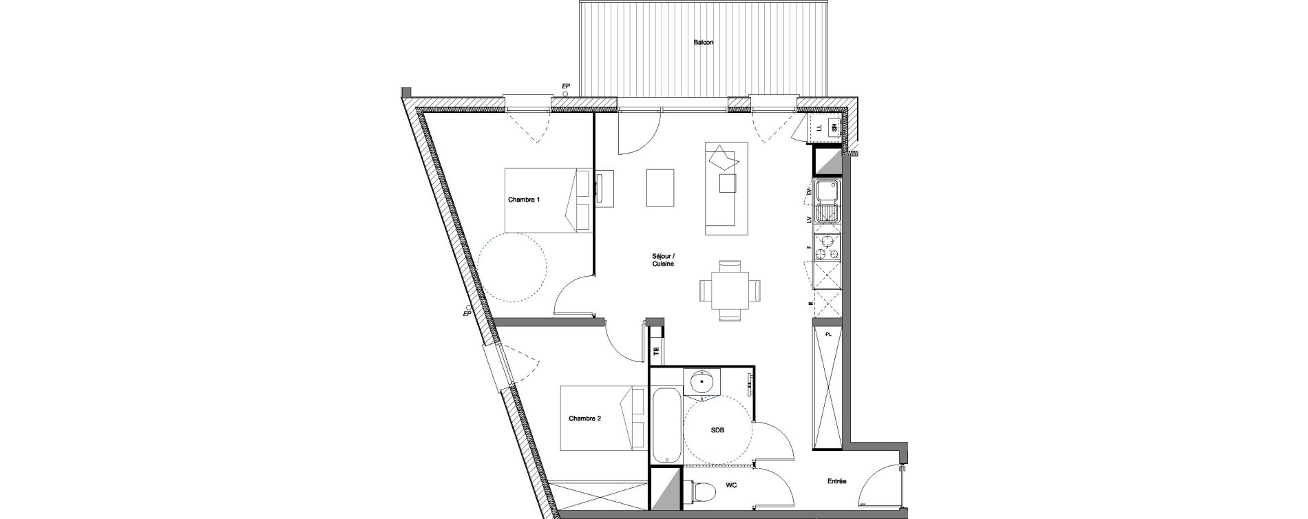 Appartement T3 de 63,55 m2 &agrave; Toulouse Croix daurade