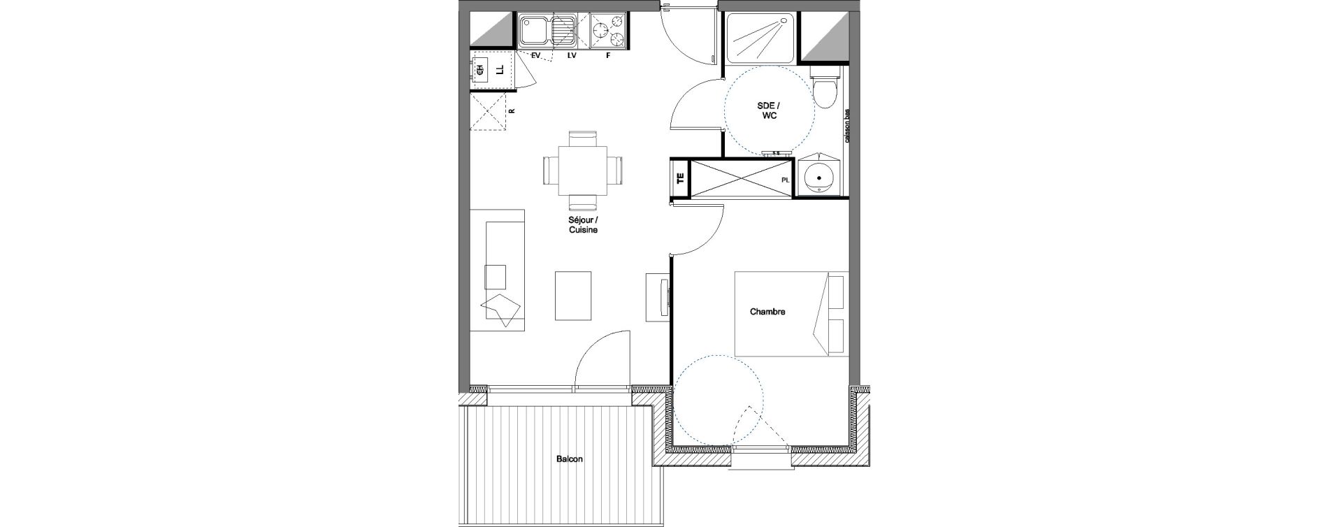 Appartement T2 de 39,86 m2 &agrave; Toulouse Croix daurade
