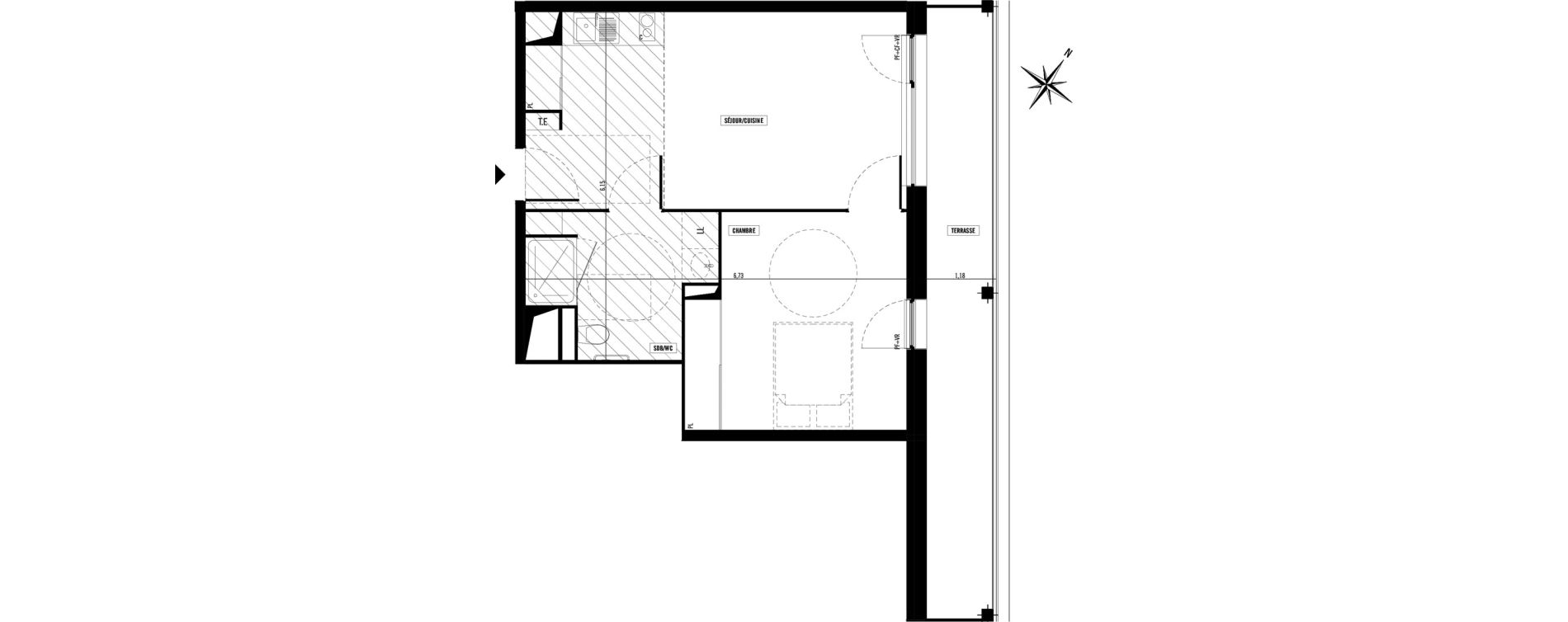 Appartement T2 meubl&eacute; de 44,70 m2 &agrave; Toulouse Argoulets