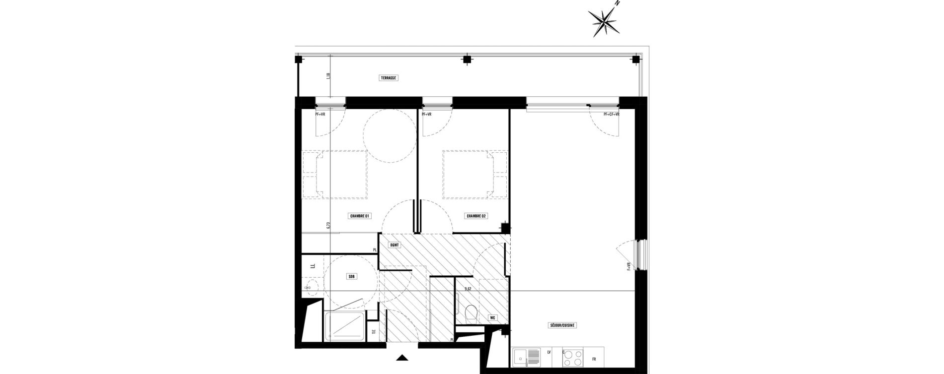 Appartement T3 meubl&eacute; de 64,90 m2 &agrave; Toulouse Argoulets